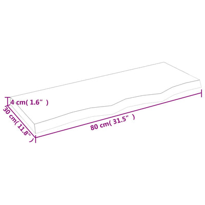 Seinähylly 80x30x(2-4) cm käsittelemätön täysi tammi