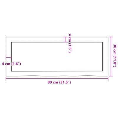Seinähylly 80x30x(2-4) cm käsittelemätön täysi tammi