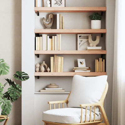 Seinähylly 80x30x(2-6) cm käsittelemätön täysi tammi