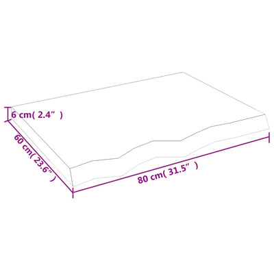 Seinähylly 80x60x(2-6) cm käsittelemätön täysi tammi