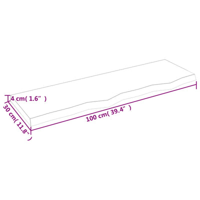 Seinähylly 100x30x(2-4) cm käsittelemätön täysi tammi