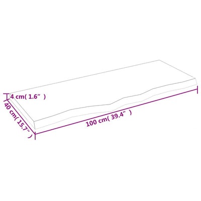 Seinähylly 100x40x(2-4) cm käsittelemätön täysi tammi