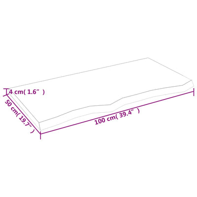 Seinähylly 100x50x(2-4) cm käsittelemätön täysi tammi