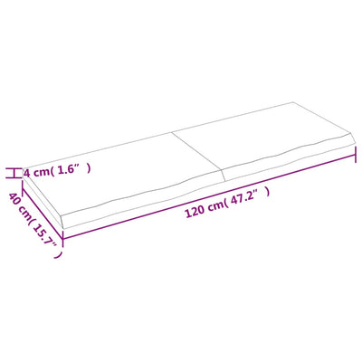 Seinähylly 120x40x(2-4) cm käsittelemätön täysi tammi