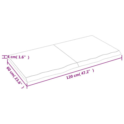Seinähylly 120x60x(2-4) cm käsittelemätön täysi tammi
