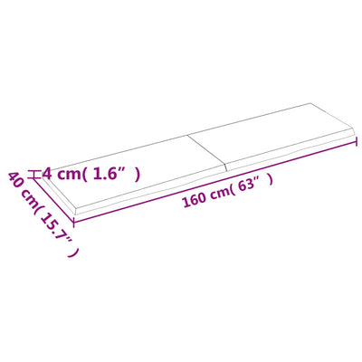 Seinähylly 160x40x(2-4) cm käsittelemätön täysi tammi