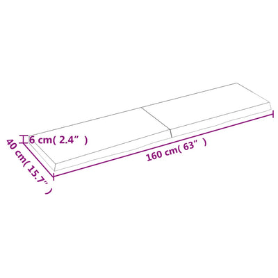 Seinähylly 160x40x(2-6) cm käsittelemätön täysi tammi