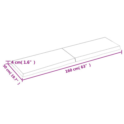 Seinähylly 160x50x(2-4) cm käsittelemätön täysi tammi
