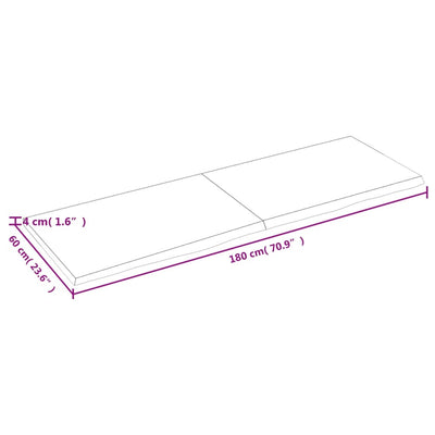 Seinähylly 180x60x(2-4) cm käsittelemätön täysi tammi