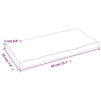 Seinähylly vaaleanruskea 40x20x2 cm käsitelty täystammi