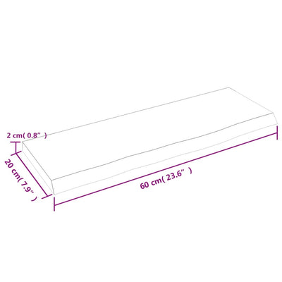 Vaaleanruskea seinähylly Karlie 60x20x2cm (käsitelty täystammi)