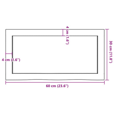 Vaaleanruskea seinähylly Karlie 60x30x(2-6)cm (käsitelty täystammi)