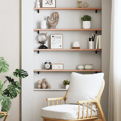Seinähylly vaaleanruskea 80x10x2 cm käsitelty täystammi