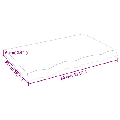 Seinähylly vaaleanruskea 80x50x(2-6) cm käsitelty täystammi