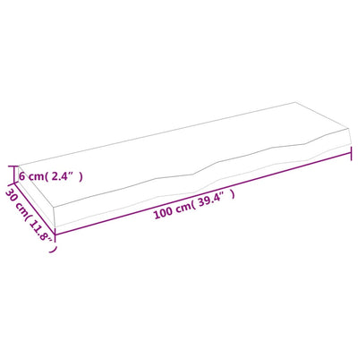 Seinähylly vaaleanruskea 100x30x(2-6) cm käsitelty täystammi