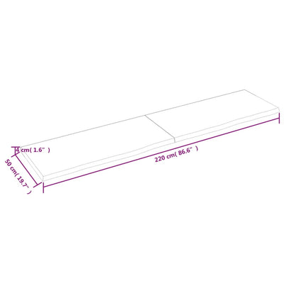 Seinähylly vaaleanruskea 220x50x(2-4) cm käsitelty täystammi