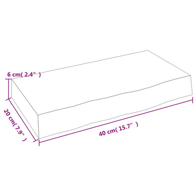 Seinähylly tummanruskea 40x20x6 cm käsitelty täystammi