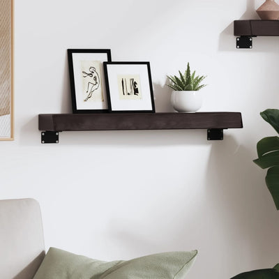 Seinähylly tummanruskea 60x10x6 cm käsitelty täystammi