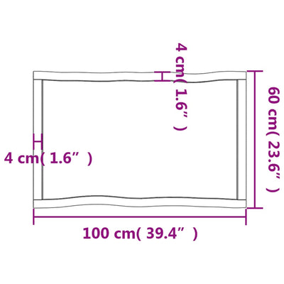 Pöytälevy 100x60x(2-6) cm käsittelemätön täysi puu elävä reuna