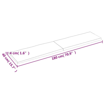 Pöytälevy 180x40x(2-4) cm käsittelemätön täysi puu elävä reuna