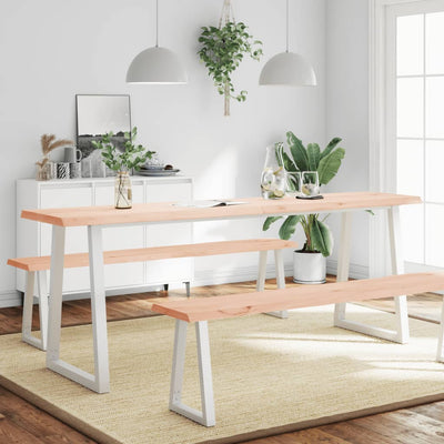 Pöytälevy 220x60x(2-6) cm käsittelemätön täysi puu elävä reuna