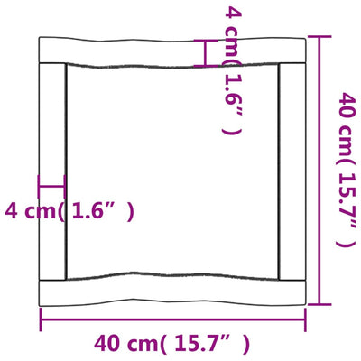 Pöytälevy ruskea 40x40x(2-6) cm käsitelty täystammi elävä reuna