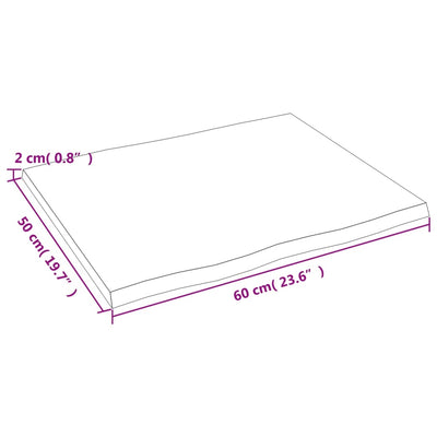 Pöytälevy v.ruskea 60x50x2 cm käsitelty täystammi elävä reuna