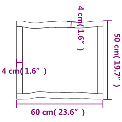 Pöytälevy ruskea 60x50x(2-4)cm käsitelty täystammi elävä reuna