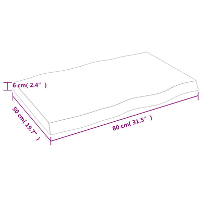 Pöytälevy ruskea 80x50x(2-6)cm käsitelty täystammi elävä reuna