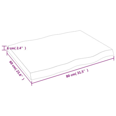 Pöytälevy ruskea 80x60x(2-6)cm käsitelty täystammi elävä reuna