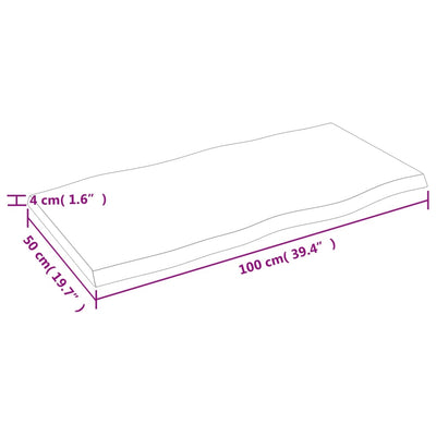 Pöytälevy ruskea 100x50x(2-4)cm käsitelty täystammi elävä reuna