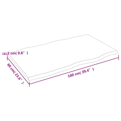 Pöytälevy v.ruskea 100x60x2 cm käsitelty täystammi elävä reuna