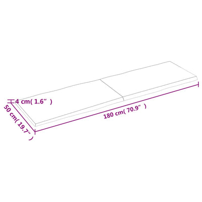 Pöytälevy ruskea 180x50x(2-4)cm käsitelty täystammi elävä reuna