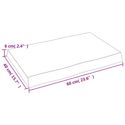 Pöytälevy ruskea 60x40x(2-6)cm käsitelty täystammi elävä reuna