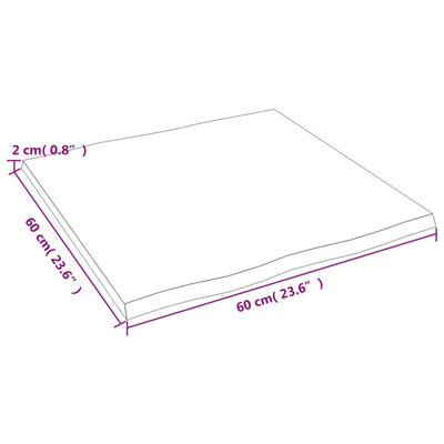 Pöytälevy t.ruskea 60x60x2 cm käsitelty täystammi elävä reuna