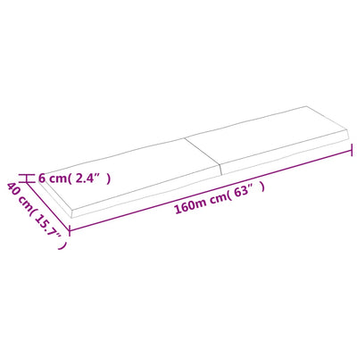 Pöytälevy ruskea 160x40x(2-6)cm käsitelty täystammi elävä reuna