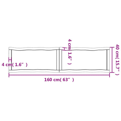 Pöytälevy ruskea 160x40x(2-6)cm käsitelty täystammi elävä reuna