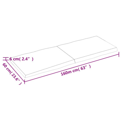 Pöytälevy ruskea 160x60x(2-6)cm käsitelty täystammi elävä reuna