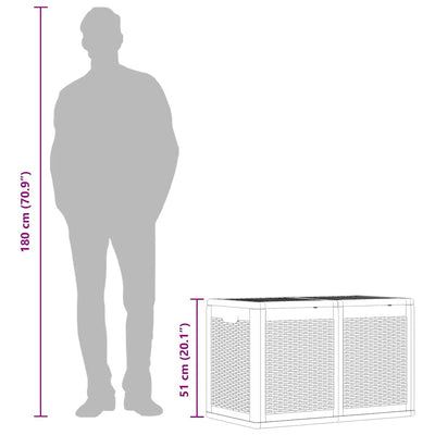 Harmaa ulkosäilytyslaatikko Cosita 180 l (pp rottinki)