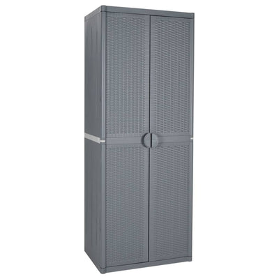 Ulkosäilytyskaappi harmaa 65x45x172 cm PP rottinki