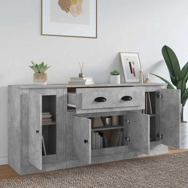 Senkit 3 kpl betoninharmaa tekninen puu