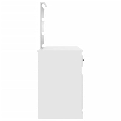 Peilipöytä LED-valoilla valkoinen 130x50x132,5 cm