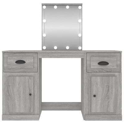 Peilipöytä LED-valoilla harmaa Sonoma 130x50x132,5 cm