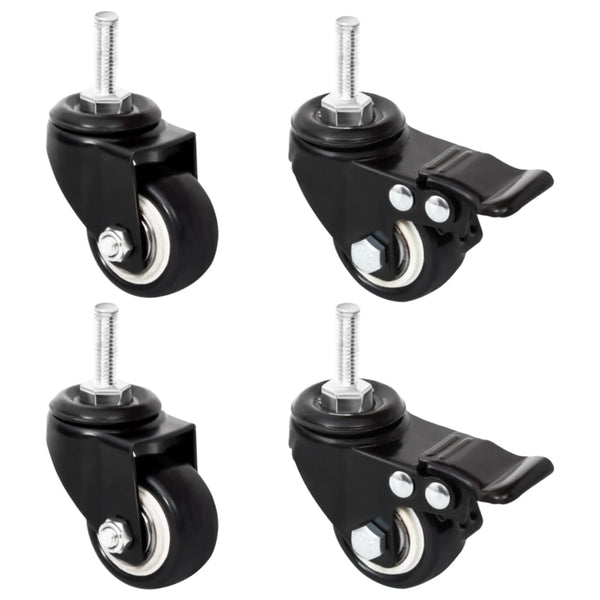 Istutuslaatikon pyörät 4 kpl musta 8x3,5x8 cm rauta