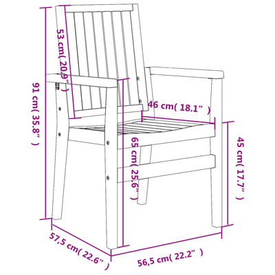 Pinottavat puutarhatuolit 2 kpl 56,5x57,5x91 täysi tiikki