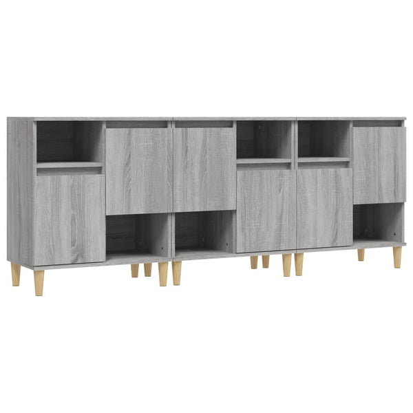 Sonoma senkit harmaa 3 kpl 60x35x70 cm teknisestä puusta