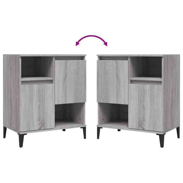 Harmaat senkit 3 kpl Sonoma 60x35x70 cm teknisestä puusta