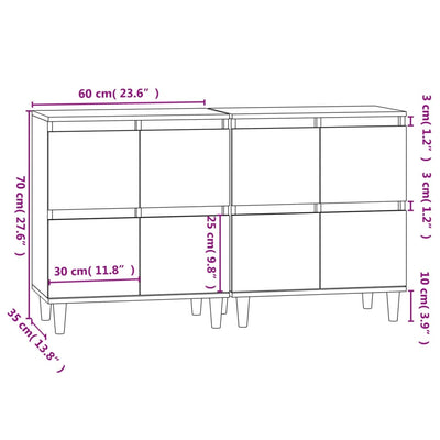 Senkit 2 kpl musta 60x35x70 cm tekninen puu