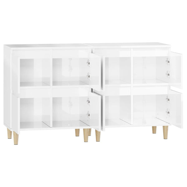 Senkit 2 kpl korkeakiilto valkoinen 60x35x70 cm tekninen puu