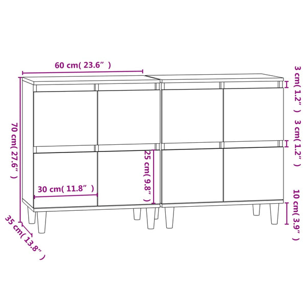 Sonoma tammi 2 kpl senkit 60x35x70 cm tekninen puu
